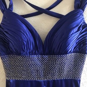 GORGEOUS Long Blue Beaded Jovani Dress!